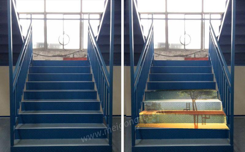 美工天堂PS利用消失点功能来给楼梯添加图案效果