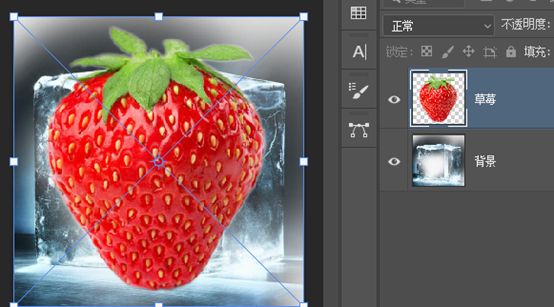 美工天堂PS怎么把水果放进冰块效果